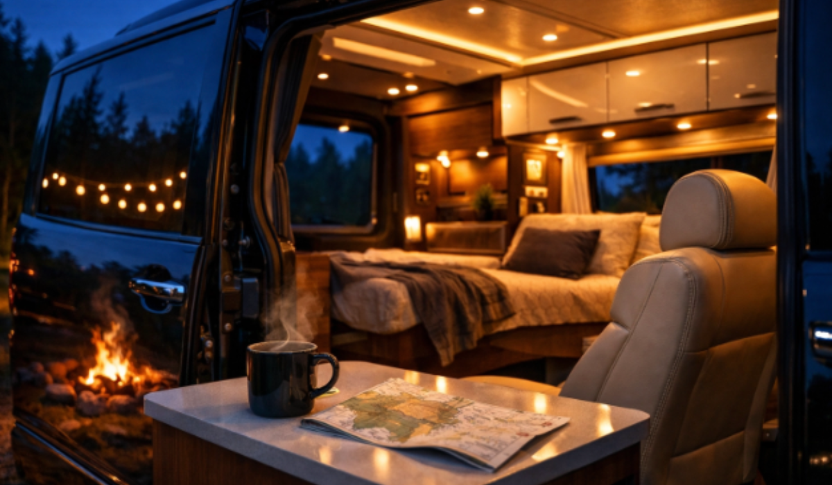 Interior of a luxury Toyota Alphard campervan conversion : Campervan Conversions North West & North Wales 