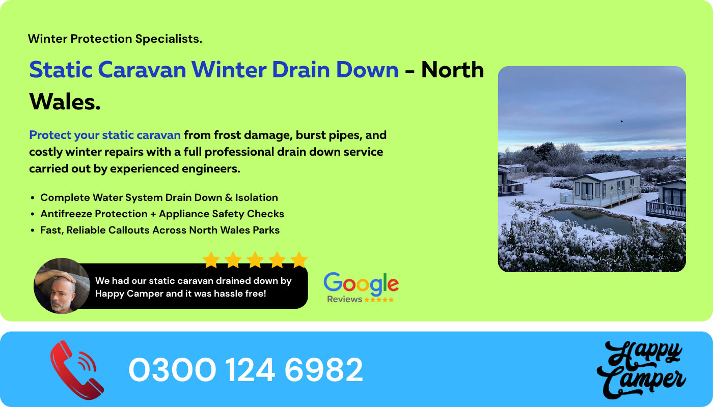 Static Caravan Winter Drain Down Service North Wales : Static Caravan Winterisation North Wales : Static Caravan Drain Down For Winter On Park North Wales : Mobile Static Caravan Winterisation Drain Down Service North Wales 